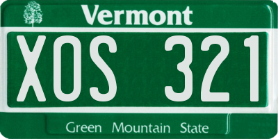 VT license plate XOS321