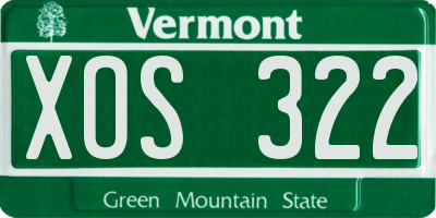 VT license plate XOS322