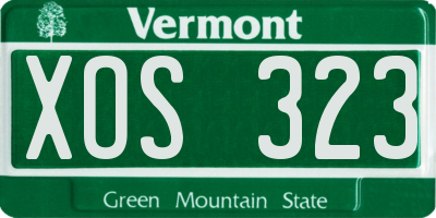 VT license plate XOS323