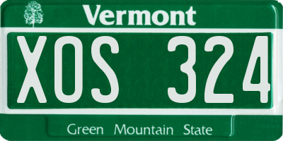 VT license plate XOS324
