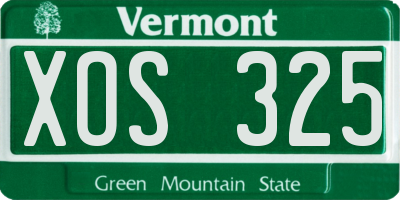 VT license plate XOS325