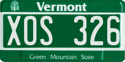 VT license plate XOS326