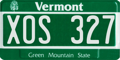 VT license plate XOS327