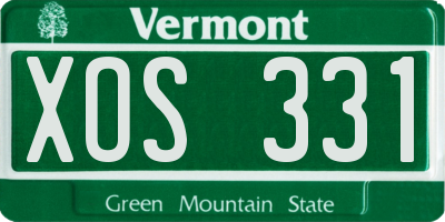 VT license plate XOS331