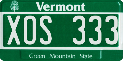 VT license plate XOS333