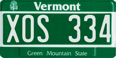 VT license plate XOS334