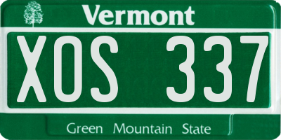 VT license plate XOS337