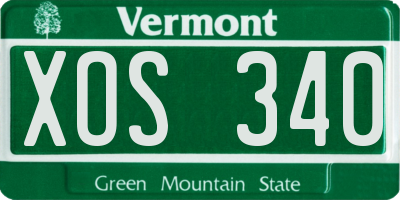 VT license plate XOS340