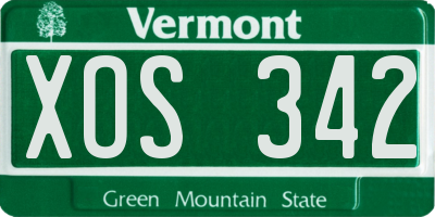 VT license plate XOS342
