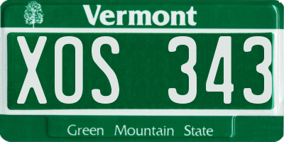 VT license plate XOS343