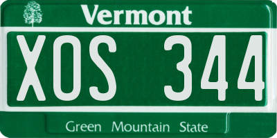 VT license plate XOS344