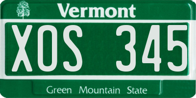 VT license plate XOS345