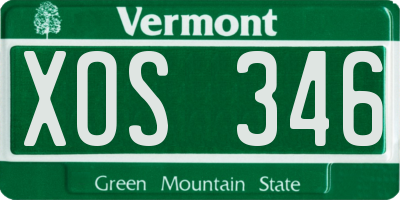VT license plate XOS346