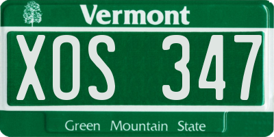 VT license plate XOS347