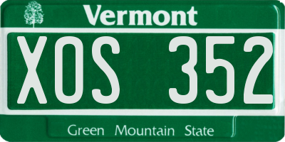 VT license plate XOS352