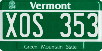 VT license plate XOS353