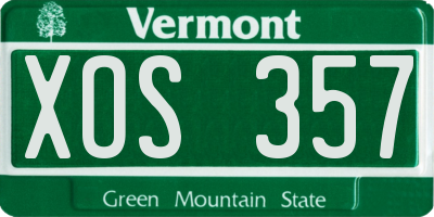 VT license plate XOS357