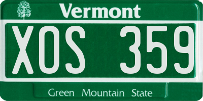VT license plate XOS359