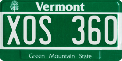 VT license plate XOS360