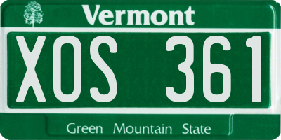 VT license plate XOS361
