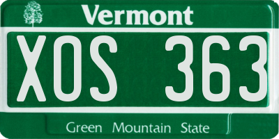 VT license plate XOS363