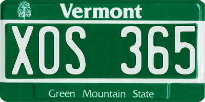 VT license plate XOS365