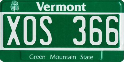 VT license plate XOS366