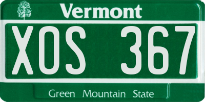 VT license plate XOS367