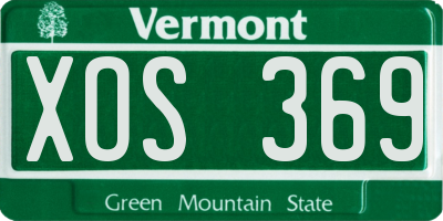 VT license plate XOS369