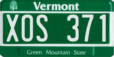 VT license plate XOS371