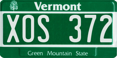 VT license plate XOS372