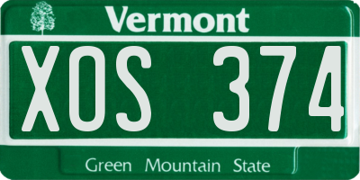 VT license plate XOS374