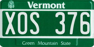VT license plate XOS376
