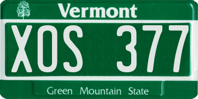 VT license plate XOS377