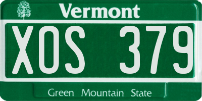 VT license plate XOS379