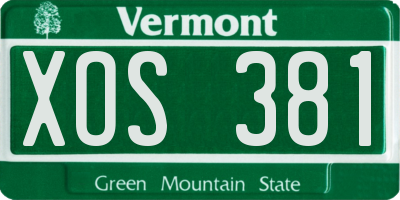 VT license plate XOS381
