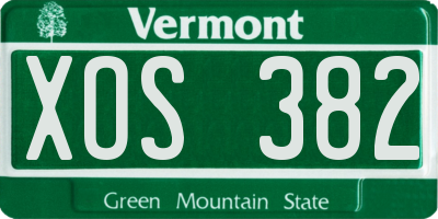 VT license plate XOS382
