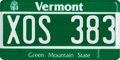VT license plate XOS383