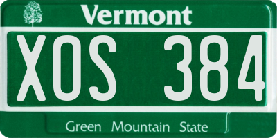 VT license plate XOS384