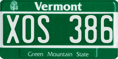VT license plate XOS386