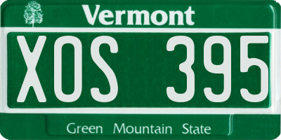 VT license plate XOS395