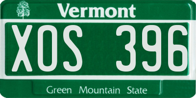VT license plate XOS396