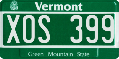 VT license plate XOS399