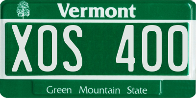 VT license plate XOS400