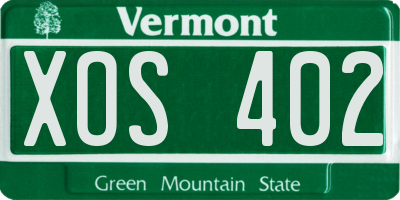 VT license plate XOS402