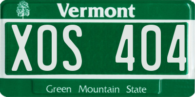 VT license plate XOS404
