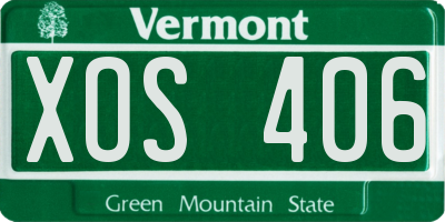 VT license plate XOS406