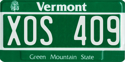 VT license plate XOS409