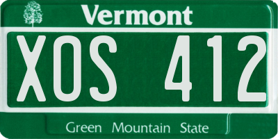 VT license plate XOS412
