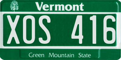 VT license plate XOS416